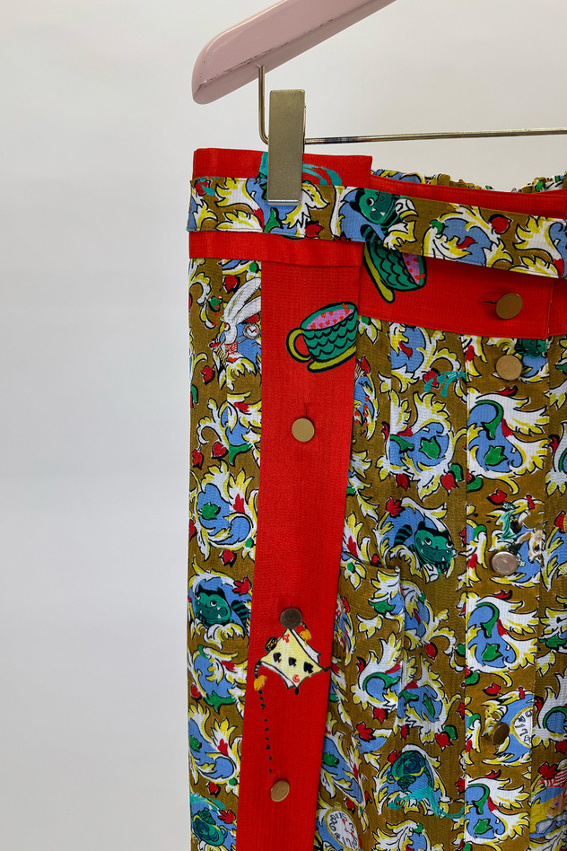 TEA TIME PRINT SATIN CREPE SKIRT 詳細画像 camel 4