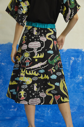 GRAFFITI EMBROIDERY SKIRT 詳細画像