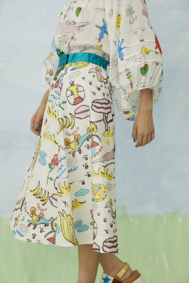 GRAFFITI EMBROIDERY SKIRT 詳細画像 white 11