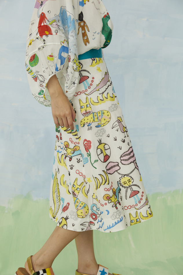 GRAFFITI EMBROIDERY SKIRT 詳細画像 white 9