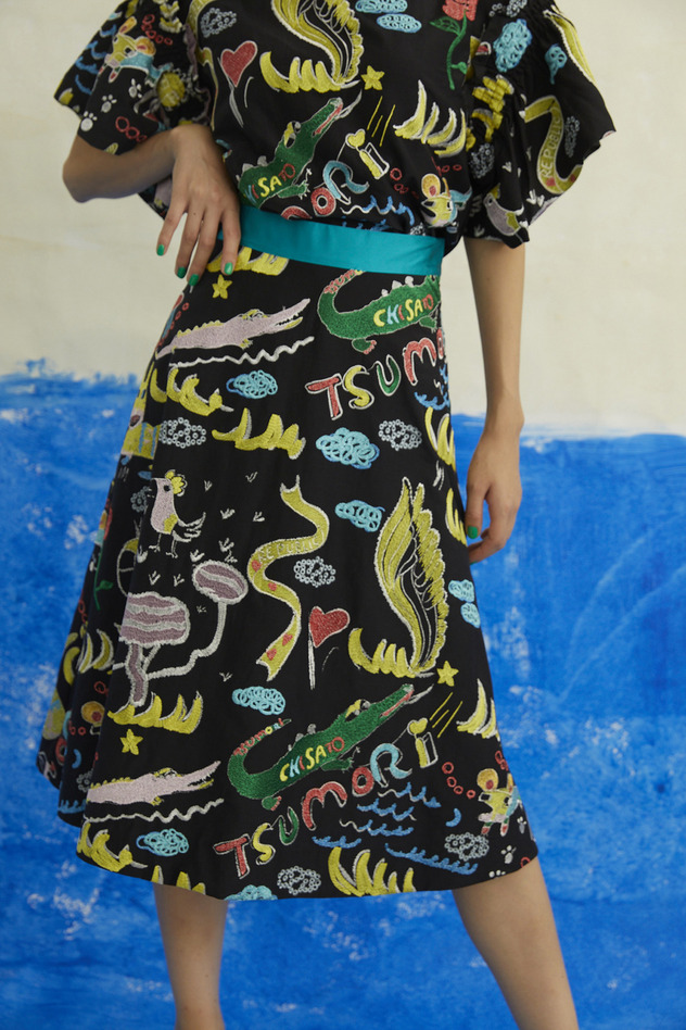 GRAFFITI EMBROIDERY SKIRT 詳細画像 black 1