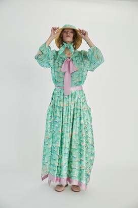 SWAN & WAVES PRINT SKIRT 詳細画像