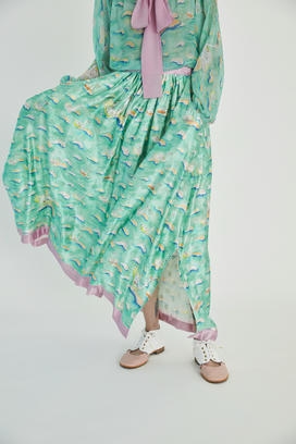 SWAN & WAVES PRINT SKIRT 詳細画像