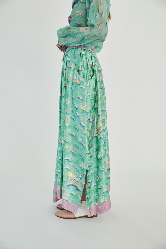 SWAN & WAVES PRINT SKIRT 詳細画像 blue 6