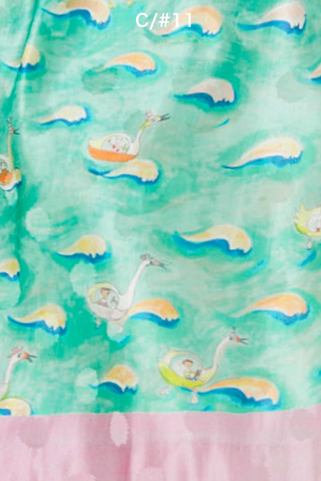 SWAN & WAVES PRINT SKIRT 詳細画像 green 1