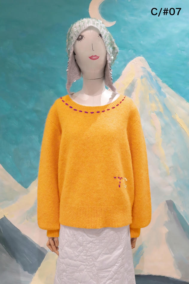 SEQUIN KNIT MIX SWEATER 詳細画像 karashi 1