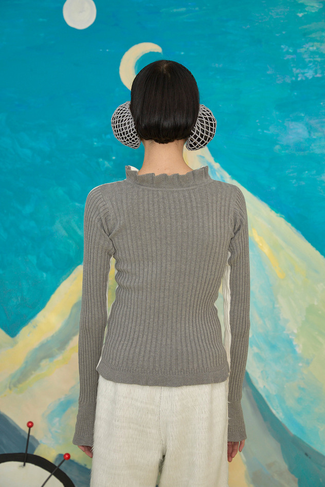 SILK COTTON KNIT SWEATER 詳細画像 black × purple 6
