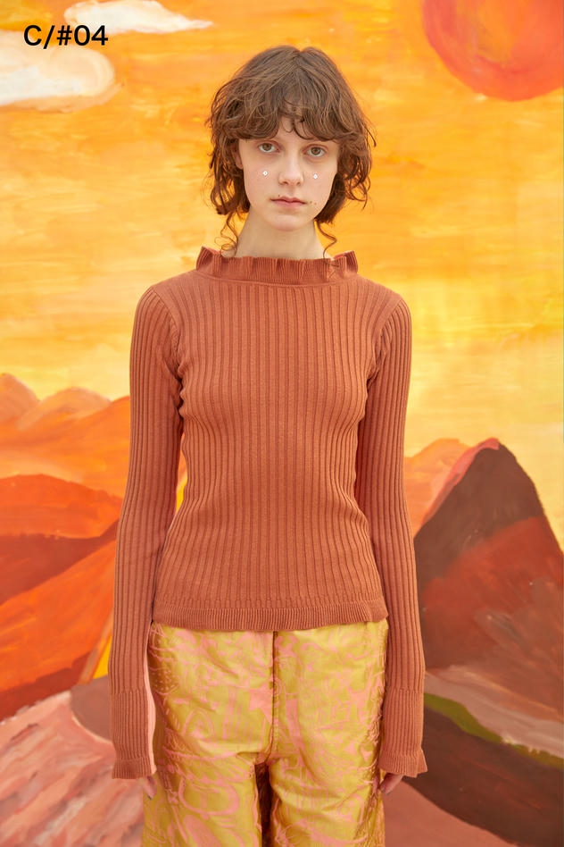 SILK COTTON KNIT SWEATER 詳細画像 brown × pink 1