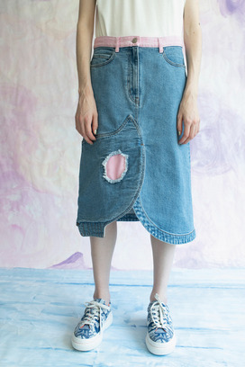 CAT SKULL DENIM SKIRT