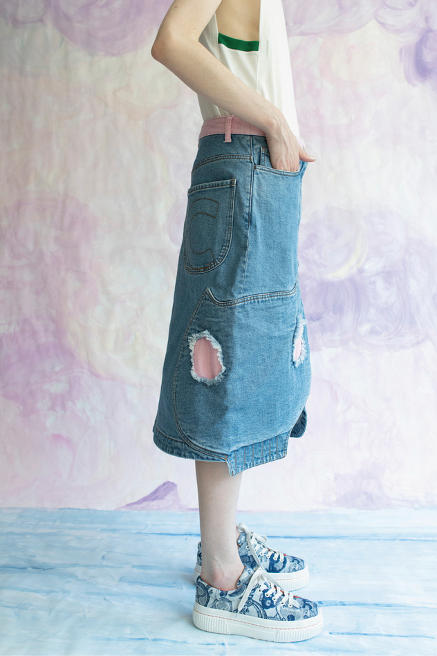 CAT SKULL DENIM SKIRT 詳細画像 blue 2