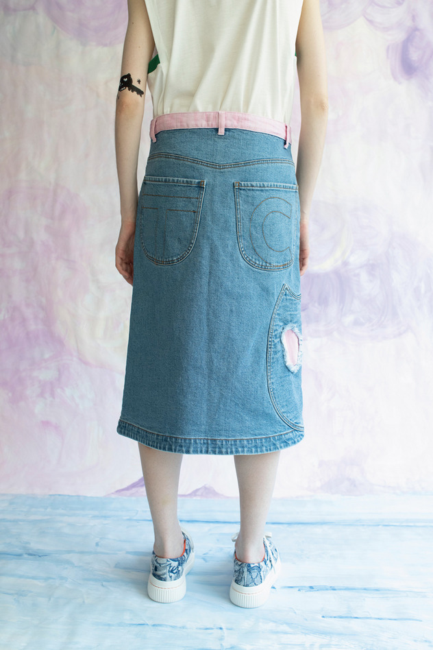 CAT SKULL DENIM SKIRT 詳細画像 blue 3