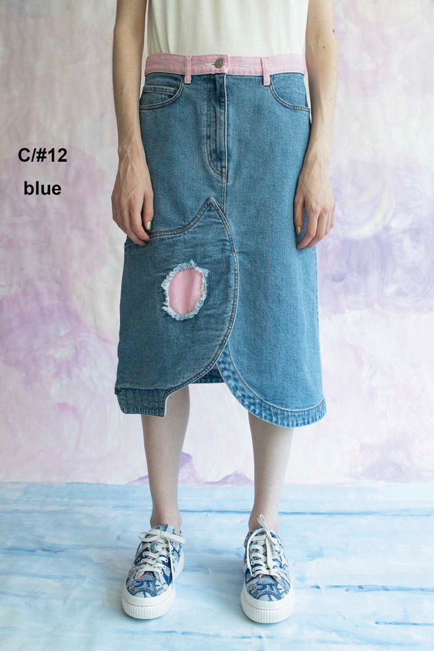 CAT SKULL DENIM SKIRT 詳細画像 blue 1