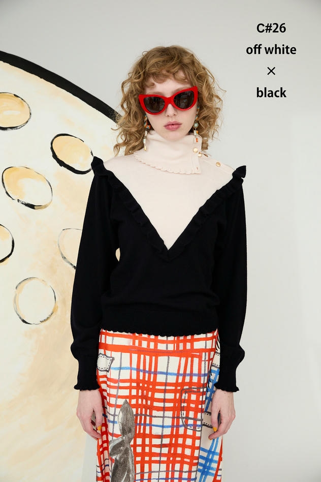 COLORFUL RIB KNIT 詳細画像 off white/black 1