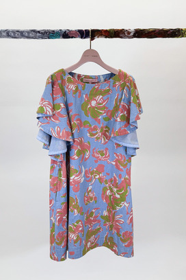 ANIMAL FLOWER DENIM DRESS