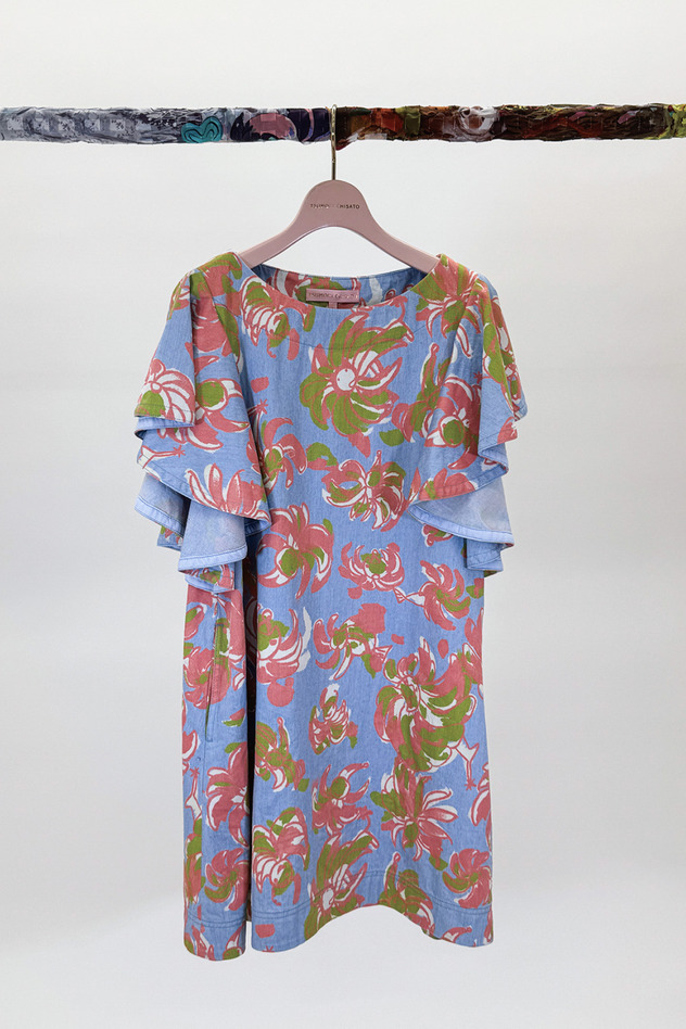 ANIMAL FLOWER DENIM DRESS 詳細画像 blue 1