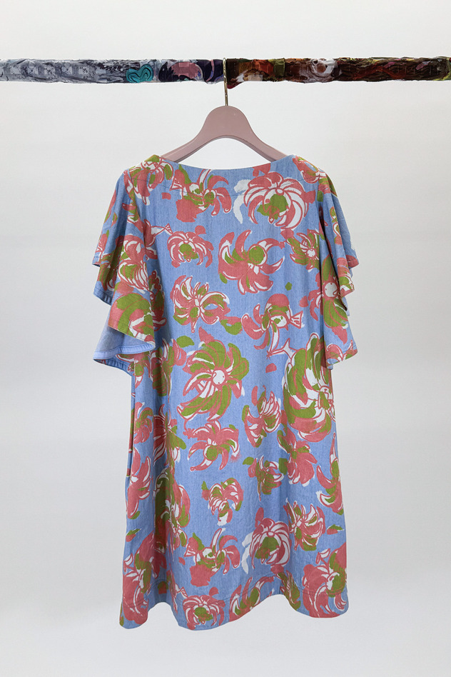 ANIMAL FLOWER DENIM DRESS 詳細画像 blue 2
