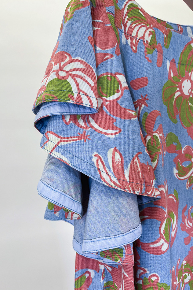 ANIMAL FLOWER DENIM DRESS 詳細画像 blue 3