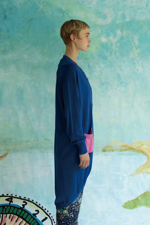 SILK COTTON KNIT LONG CARDIGAN 詳細画像 blue 4