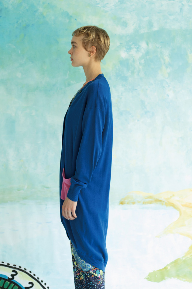 SILK COTTON KNIT LONG CARDIGAN 詳細画像 blue 6