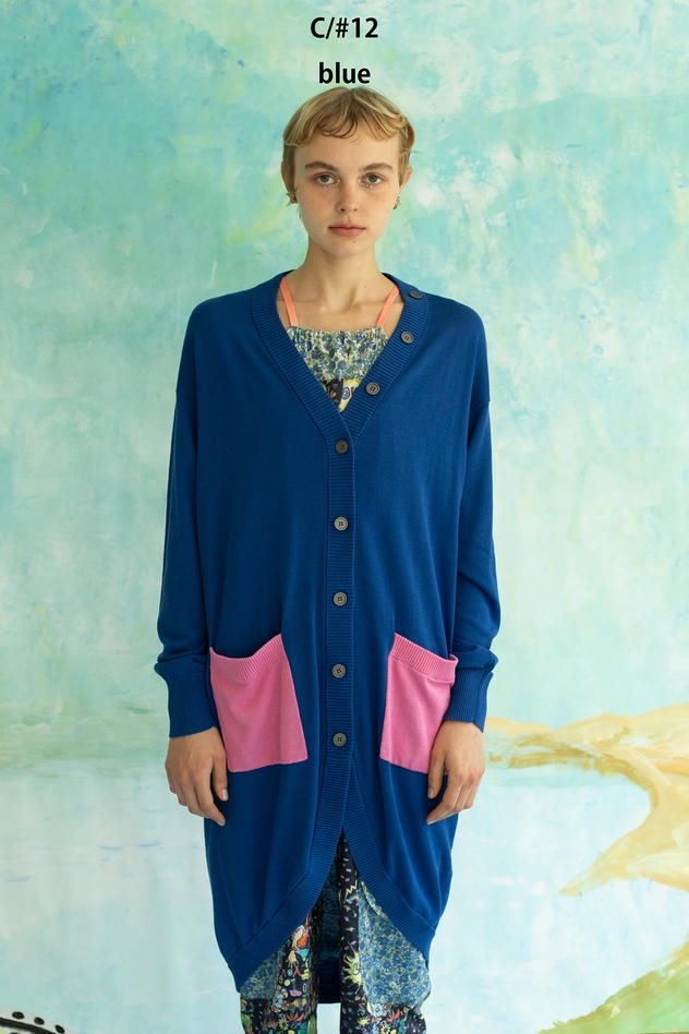 SILK COTTON KNIT LONG CARDIGAN 詳細画像 blue 1