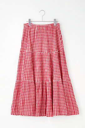 crêperie GINGHAM CHECK LONG SKIRT