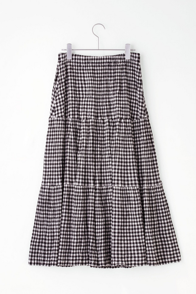 cr?perie GINGHAM CHECK LONG SKIRT 詳細画像 black &times; white 2