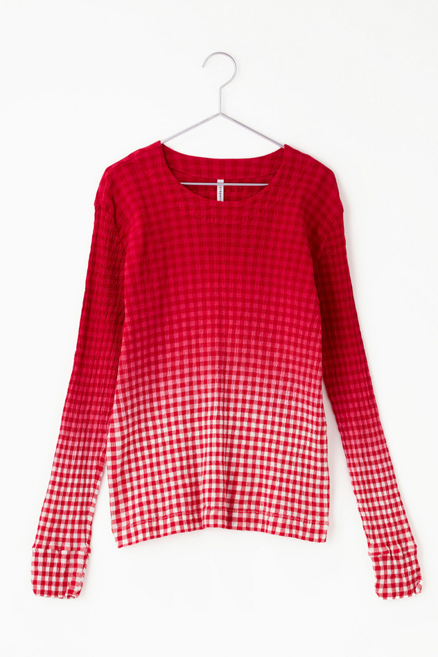 cr&ecirc;perie GRADATION GINGHAM CHECK TOPS 詳細画像 red gradation 1
