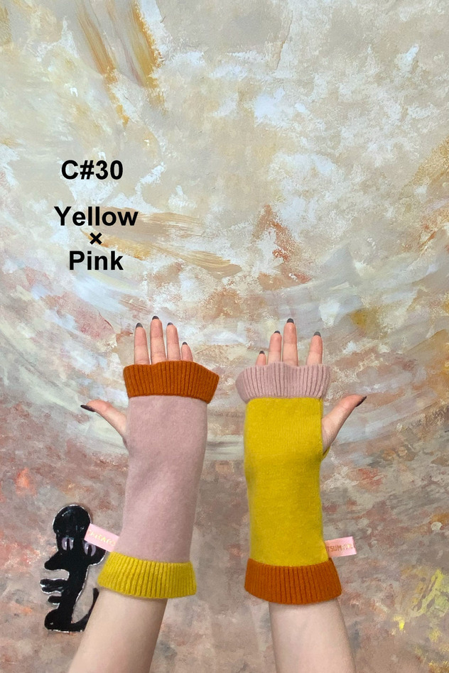 CASHMERE GLOVES 詳細画像 yellow×pink 2