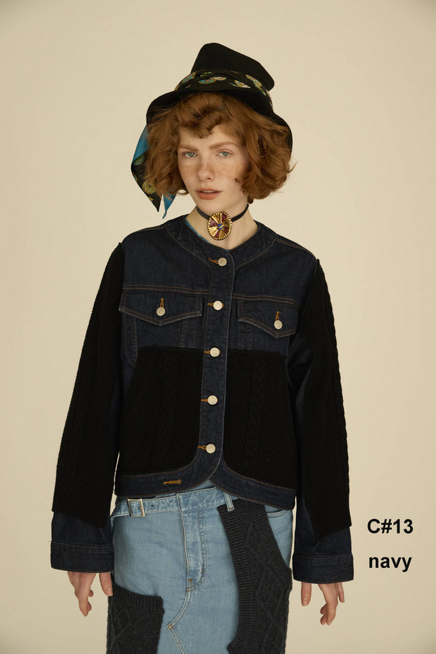 KNIT DOCKING DENIM JACKET 詳細画像 navy 1