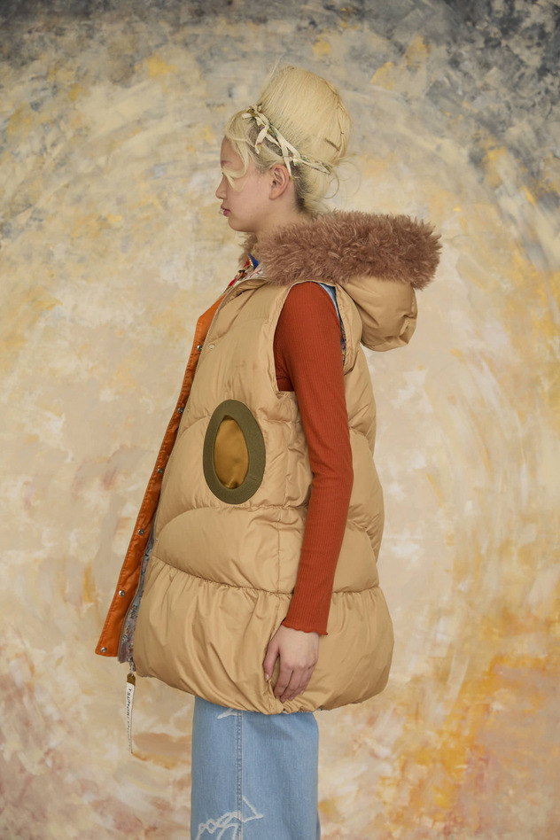 MANY FUNNY CATS DOWN LONG VEST 詳細画像 purple 13