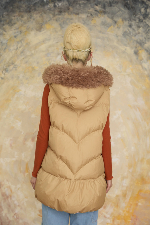 MANY FUNNY CATS DOWN LONG VEST 詳細画像 purple 14