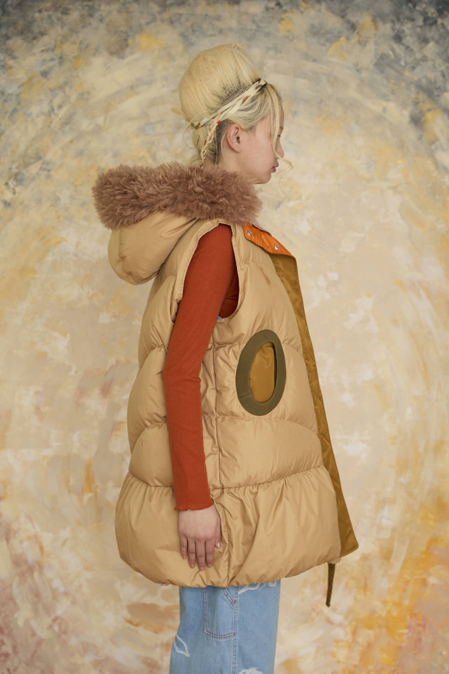 MANY FUNNY CATS DOWN LONG VEST 詳細画像 purple 15