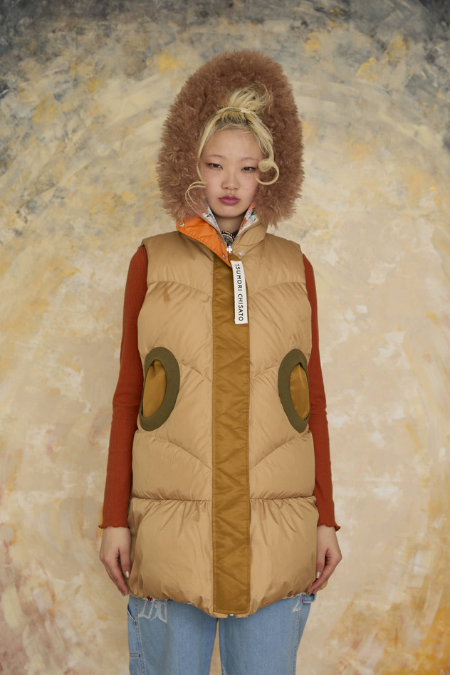 MANY FUNNY CATS DOWN LONG VEST 詳細画像 purple 16