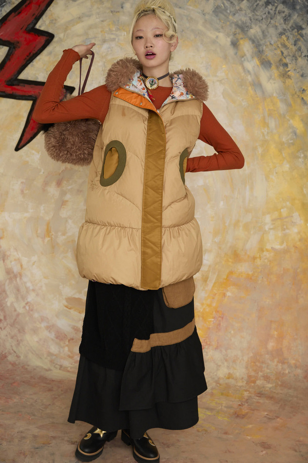 MANY FUNNY CATS DOWN LONG VEST 詳細画像 purple 18