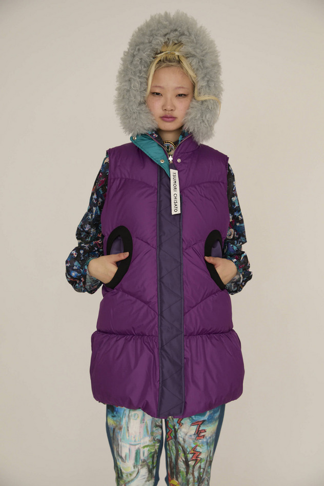 MANY FUNNY CATS DOWN LONG VEST 詳細画像 purple 28