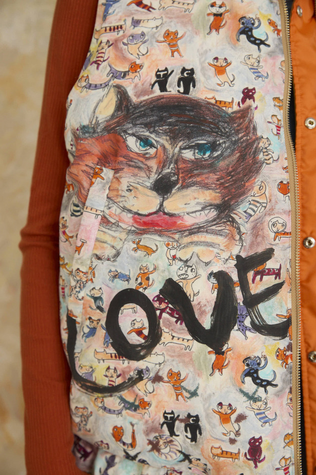 MANY FUNNY CATS DOWN LONG VEST 詳細画像 purple 4