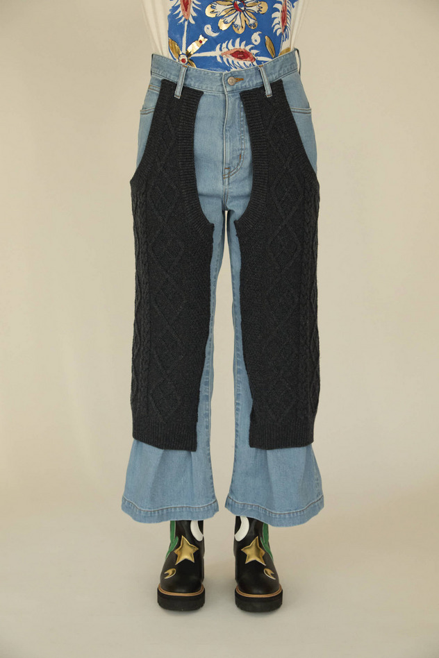 KNIT DOCKING DENIM PANTS 詳細画像 navy 2
