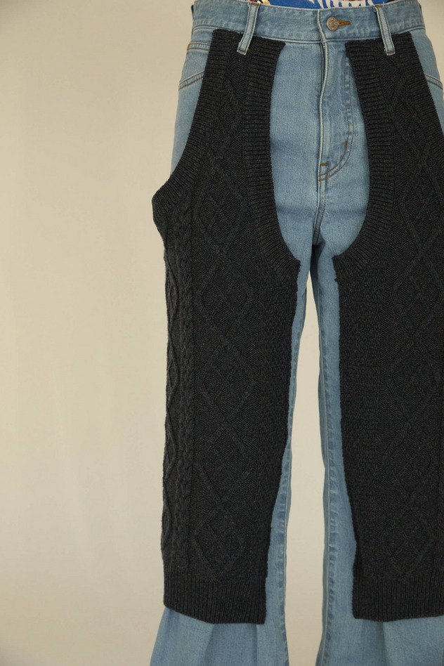KNIT DOCKING DENIM PANTS 詳細画像 navy 3