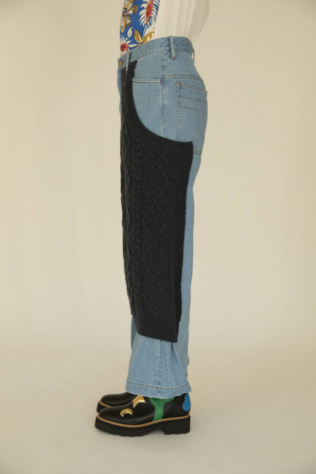 KNIT DOCKING DENIM PANTS 詳細画像 navy 5