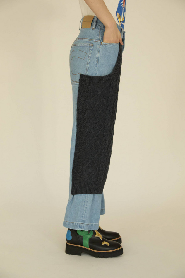 KNIT DOCKING DENIM PANTS 詳細画像 navy 9