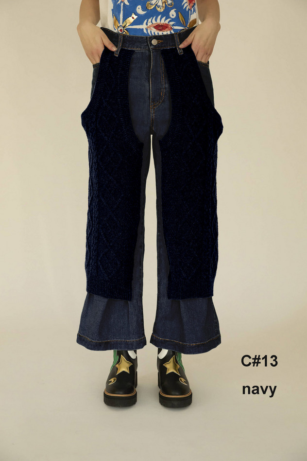 KNIT DOCKING DENIM PANTS 詳細画像 navy 1