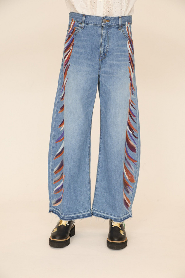 FRINGE PRINT DENIM PANTS 詳細画像 blue 2