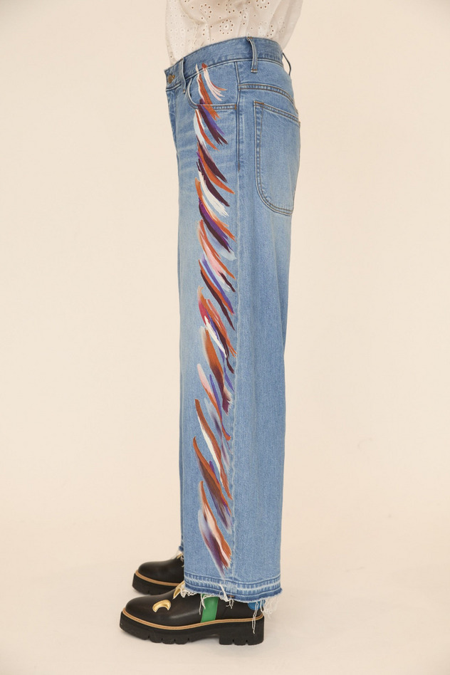 FRINGE PRINT DENIM PANTS 詳細画像 blue 4