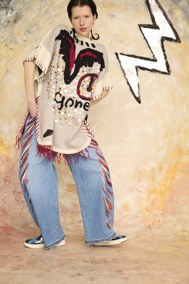 FRINGE PRINT DENIM PANTS 詳細画像 blue 7