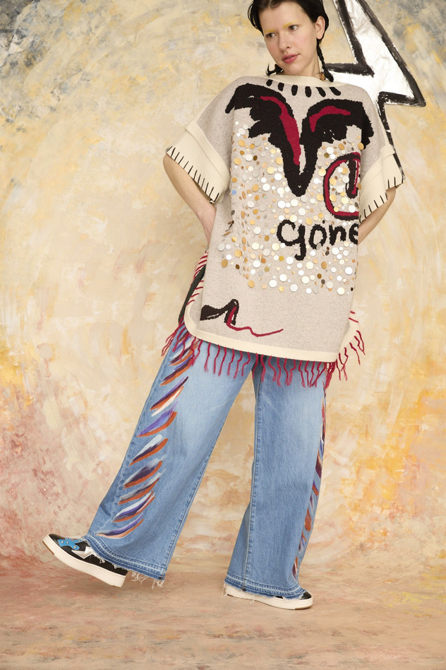 FRINGE PRINT DENIM PANTS 詳細画像 blue 8