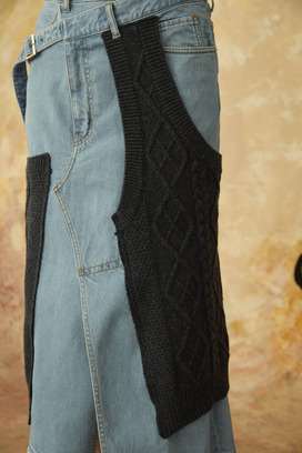KNIT DOCKING DENIM SKIRT 詳細画像