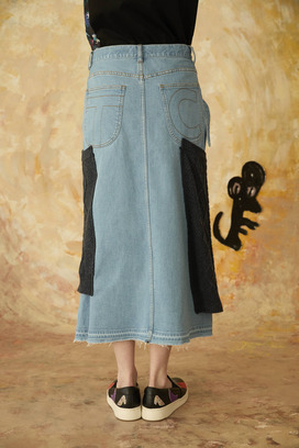 KNIT DOCKING DENIM SKIRT 詳細画像