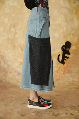 KNIT DOCKING DENIM SKIRT 詳細画像