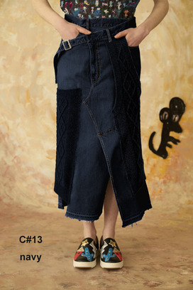 KNIT DOCKING DENIM SKIRT 詳細画像