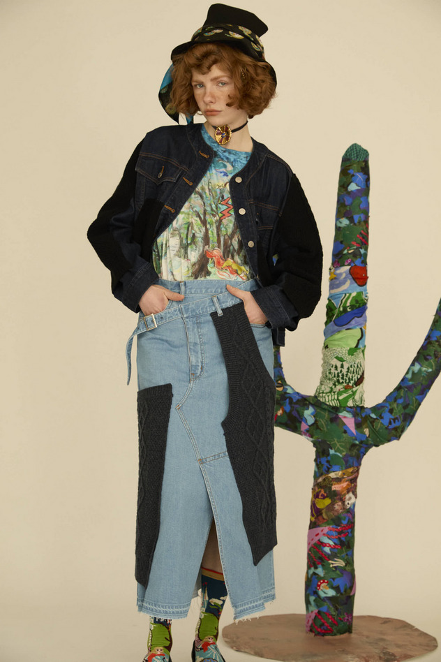 KNIT DOCKING DENIM SKIRT 詳細画像 navy 11